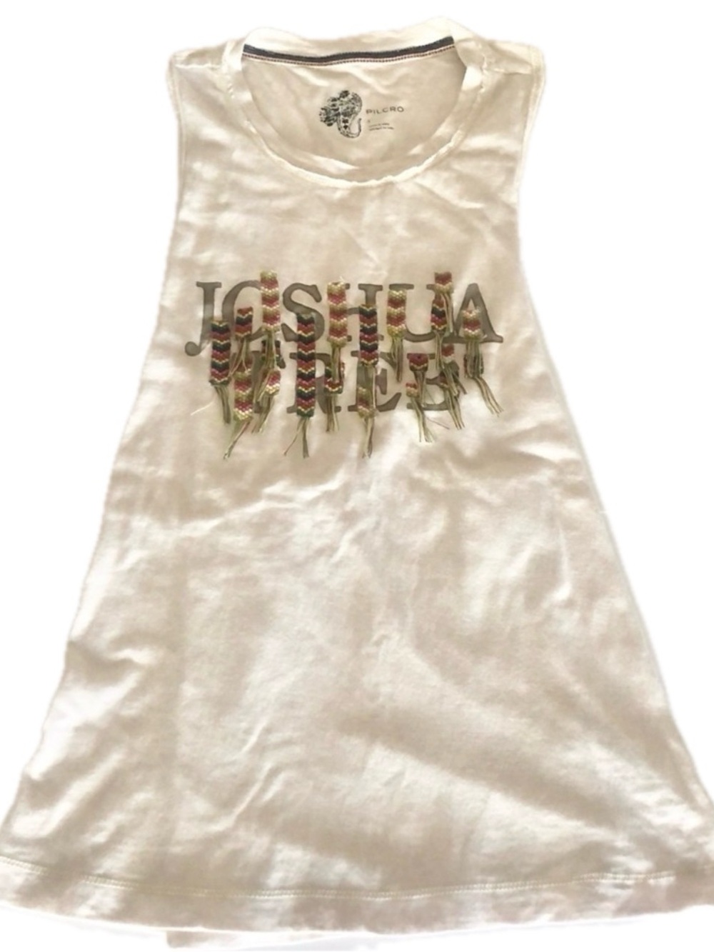 NWT Anthropologie Pilcro Boho Twist Back Embroidery Joshua Tree Tank Top Size S